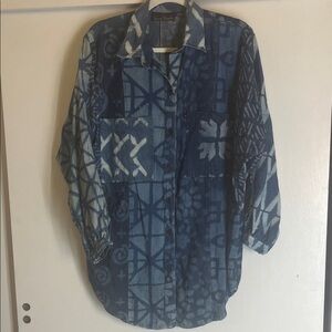 Sacred Threads Denim Blue Shirt or Jacket Tunic styled SZ Sm